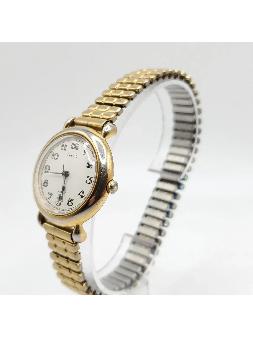 Vintage Pulsar Watch Women 29mm Gold Tone Stretch Band New Battery